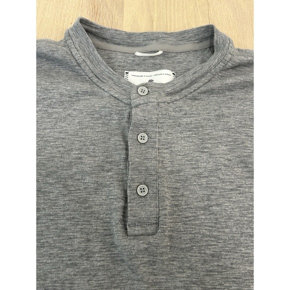 REIGNING CHAMP Gray Long Sleeve Henley Shirt Sz Large Cotton Made in Canada - Picture 2 of 6